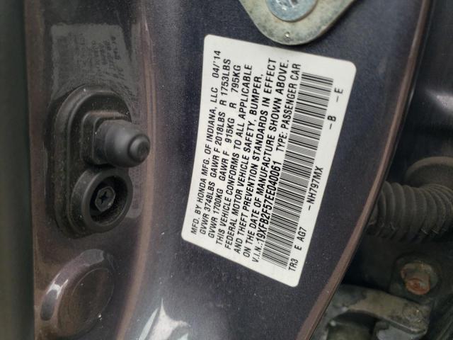 19XFB2F57EE040061 - 2014 HONDA CIVIC LX GRAY photo 12