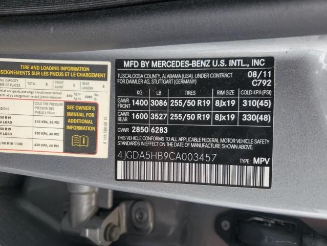 4JGDA5HB9CA003457 - 2012 MERCEDES-BENZ ML 350 4MATIC SILVER photo 14