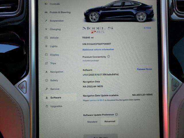 5YJSA1CP5DFP06697 - 2013 TESLA MODEL S BLUE photo 9