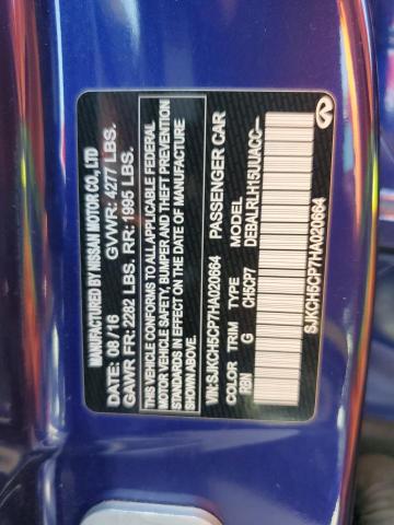 SJKCH5CP7HA020664 - 2017 INFINITI QX30 BASE BLUE photo 13