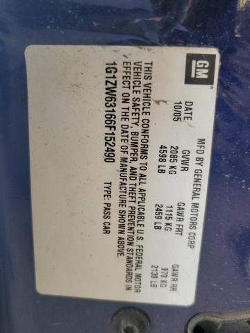 1G1ZW63166F152490 - 2006 CHEVROLET MALIBU MAXX SS BLUE photo 13