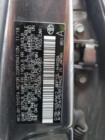 JTDKDTB34K1624905 - 2019 TOYOTA PRIUS C GRAY photo 13