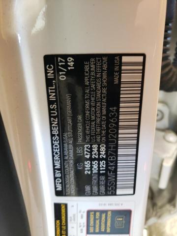 55SWF4KB7HU209634 - 2017 MERCEDES-BENZ C 300 4MATIC WHITE photo 13