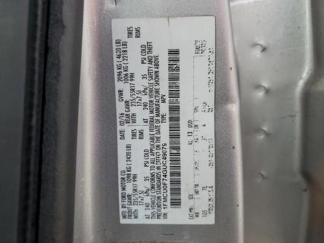 1FMCU0F74GUC49079 - 2016 FORD ESCAPE S SILVER photo 13