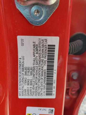 19XFL2H80NE009870 - 2022 HONDA CIVIC SPORT 红色 照片 12