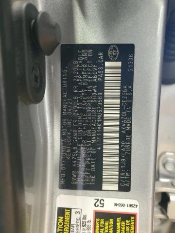 4T1F11AK1MU579569 - 2021 TOYOTA CAMRY XLE SILVER photo 12