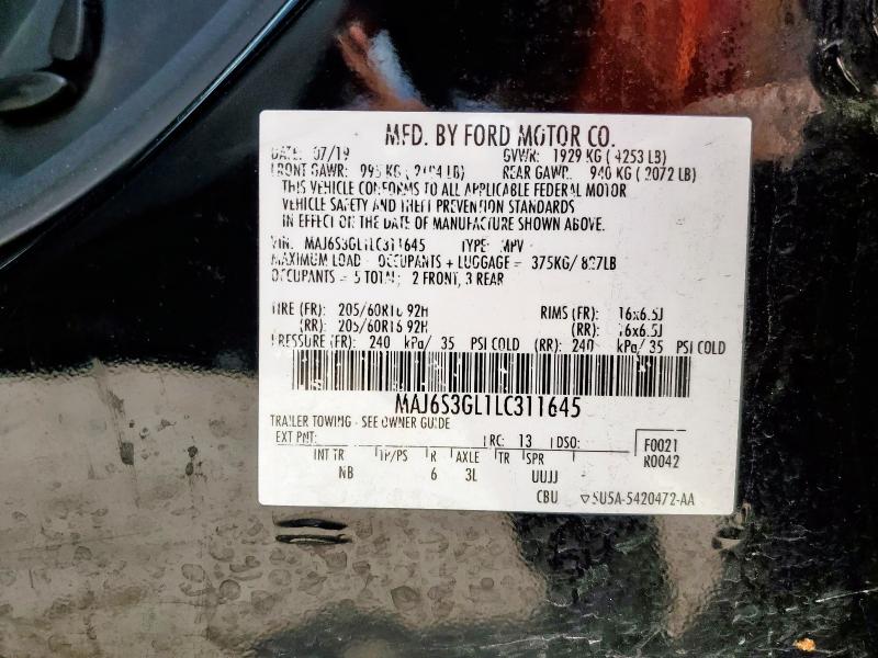 MAJ6S3GL1LC311645 - 2020 FORD ECOSPORT SE 黑色 照片 13