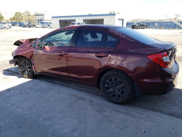 2HGFB2F51CH592934 - 2012 HONDA CIVIC LX MAROON photo 2