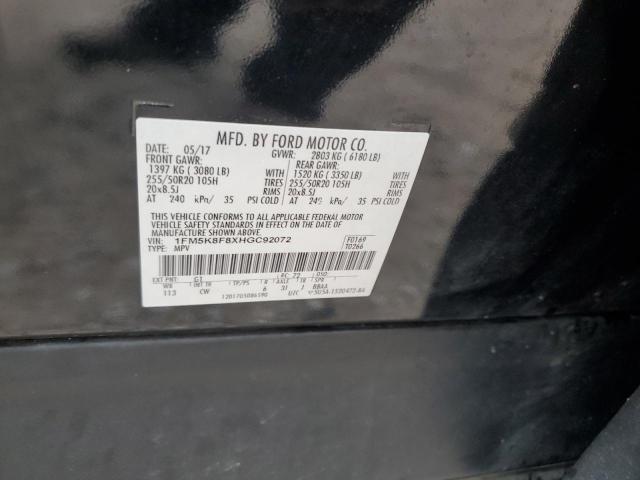 1FM5K8F8XHGC92072 - 2017 FORD EXPLORER LIMITED BLACK photo 13