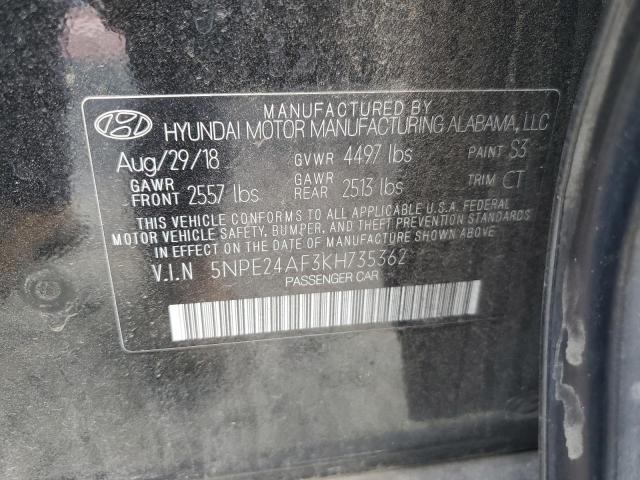 5NPE24AF3KH735362 - 2019 HYUNDAI SONATA SE BLACK photo 12