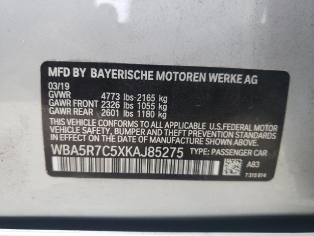 WBA5R7C5XKAJ85275 - 2019 BMW 330XI SILVER photo 12