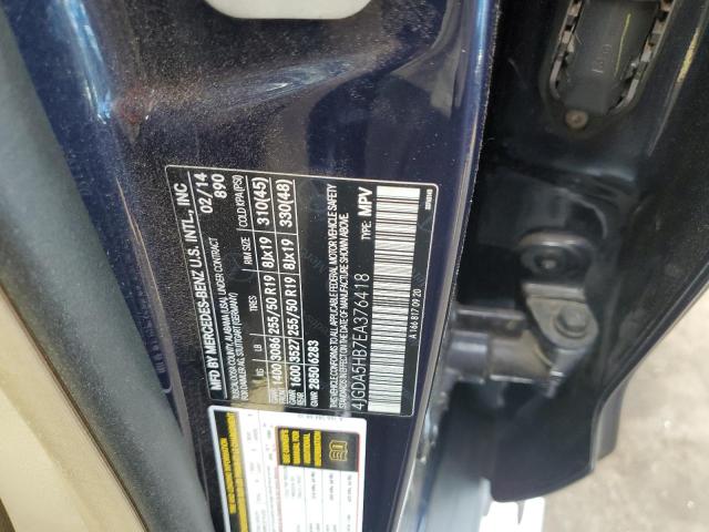 4JGDA5HB7EA376418 - 2014 MERCEDES-BENZ ML 350 4MATIC BLUE photo 13