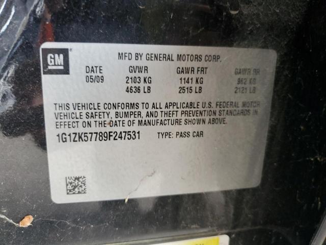 1G1ZK57789F247531 - 2009 CHEVROLET MALIBU LTZ გრაფიტი ფოტო 12