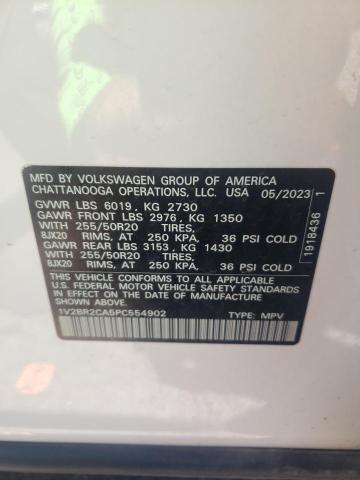 1V2BR2CA5PC554902 - 2023 VOLKSWAGEN ATLAS SEL Білий фото 13