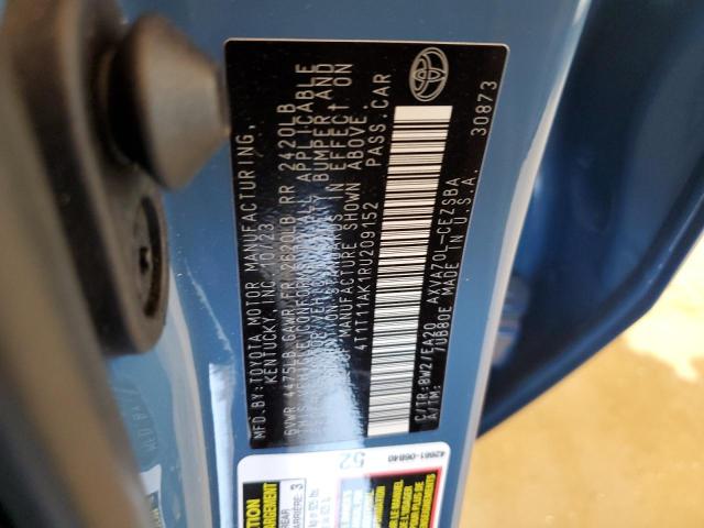 4T1T11AK1RU209152 - 2024 TOYOTA CAMRY SE NIGHT SHADE BLUE photo 12