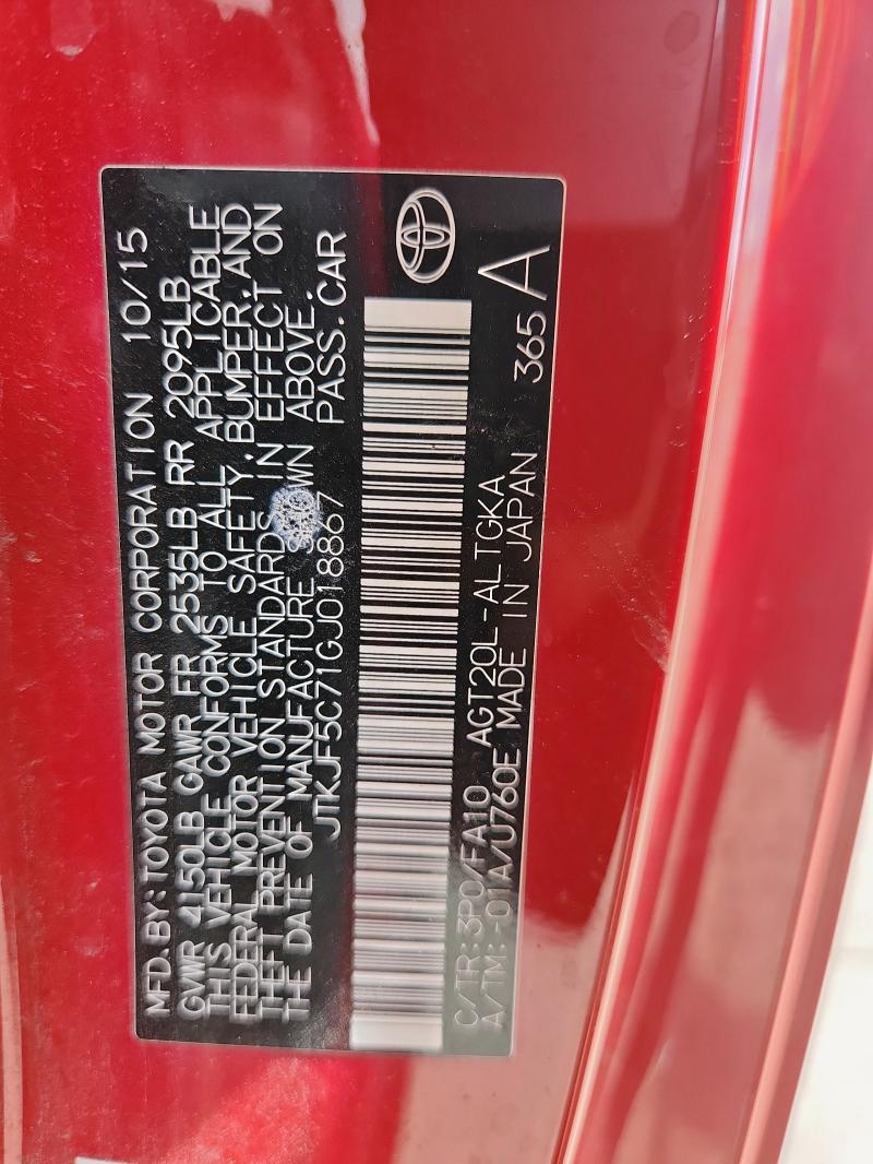 JTKJF5C71GJ018867 - 2016 TOYOTA SCION TC Qırmızı foto 13