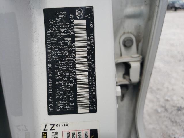 2T1KR32E26C605189 - 2006 TOYOTA COROLLA MA XR WHITE photo 12
