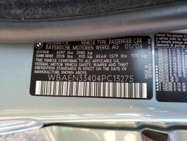 WBAEN33404PC13275 - 2004 BMW 325 IT TEAL photo 10