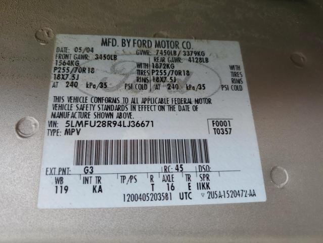 5LMFU28R94LJ36671 - 2004 LINCOLN NAVIGATOR 棕色 照片 14