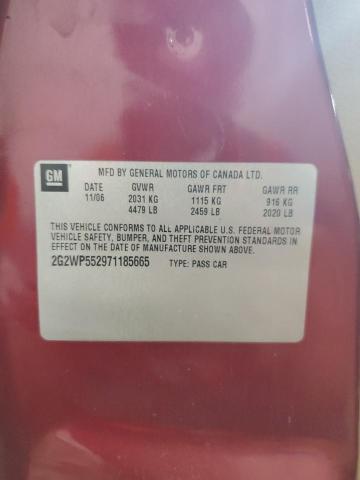 2G2WP552971185665 - 2007 PONTIAC GRAND PRIX 勃艮第红 照片 12