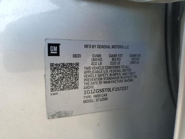 1G1ZG5ST0LF157237 - 2020 CHEVROLET MALIBU RS 银色 照片 12