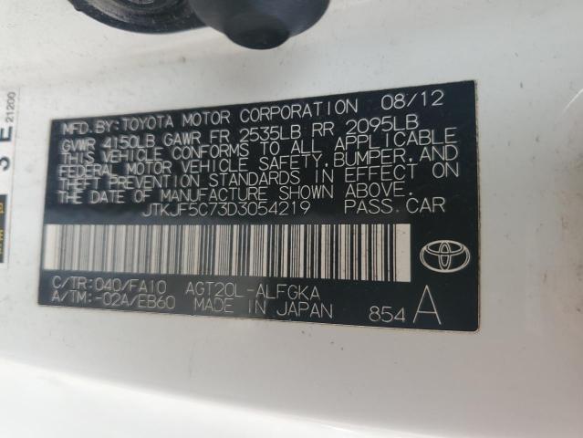 JTKJF5C73D3054219 - 2013 TOYOTA SCION TC 白色 照片 13