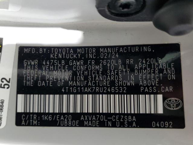 4T1G11AK7RU246532 - 2024 TOYOTA CAMRY SE NIGHT SHADE GRAY photo 12