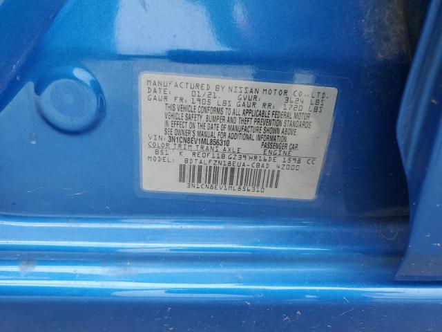 3N1CN8EV1ML856310 - 2021 NISSAN VERSA SV BLUE photo 12