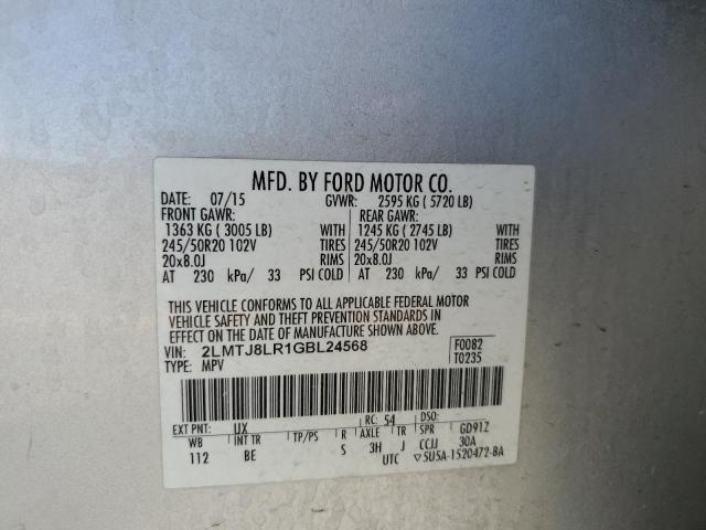 2LMTJ8LR1GBL24568 - 2016 LINCOLN MKX RESERVE SILVER photo 14