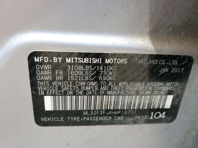 ML32F3FJXHHF18757 - 2017 MITSUBISHI MIRAGE G4 ES SILVER photo 12