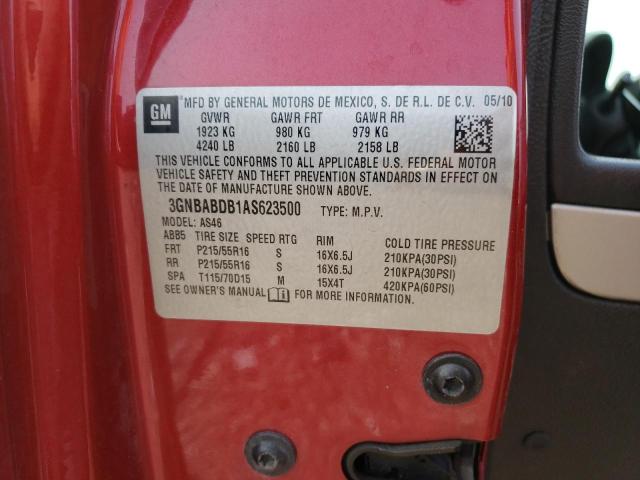 3GNBABDB1AS623500 - 2010 CHEVROLET HHR LT RED photo 12