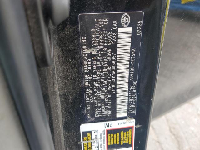4T1BF3EK1AU056957 - 2010 TOYOTA CAMRY BASE BLACK photo 12