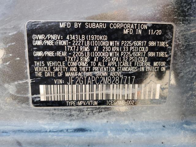 JF2GTAPC2M8287717 - 2021 SUBARU CROSSTREK PREMIUM رمادي صورة 13