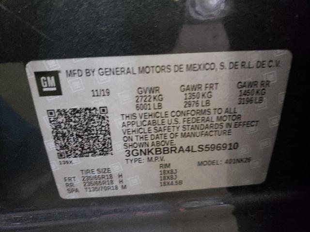 3GNKBBRA4LS596910 - 2020 CHEVROLET BLAZER 1LT GRAY photo 12