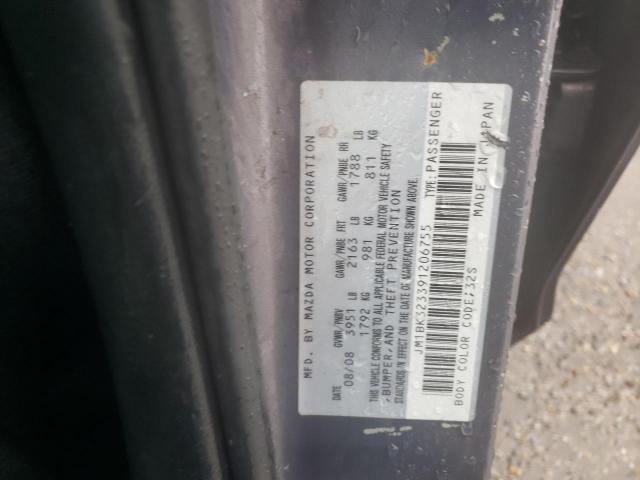 JM1BK323391206755 - 2009 MAZDA 3 S GRAY photo 12