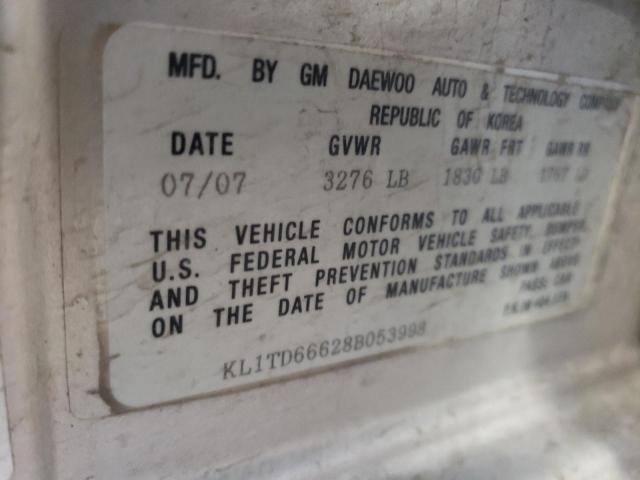 KL1TD66628B053998 - 2008 CHEVROLET AVEO BASE Gümüş foto 12