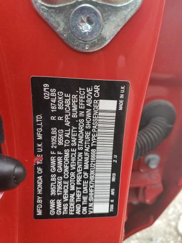 SHHFK7H93KU216668 - 2019 HONDA CIVIC SPORT TOURING RED photo 12