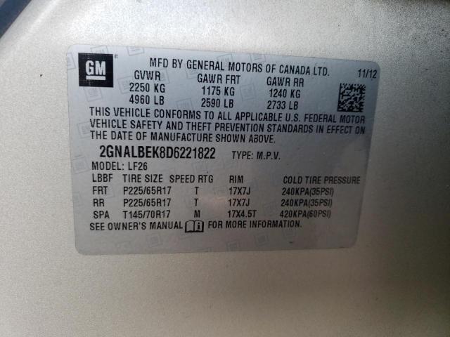 2GNALBEK8D6221822 - 2013 CHEVROLET EQUINOX LS BEIGE photo 13