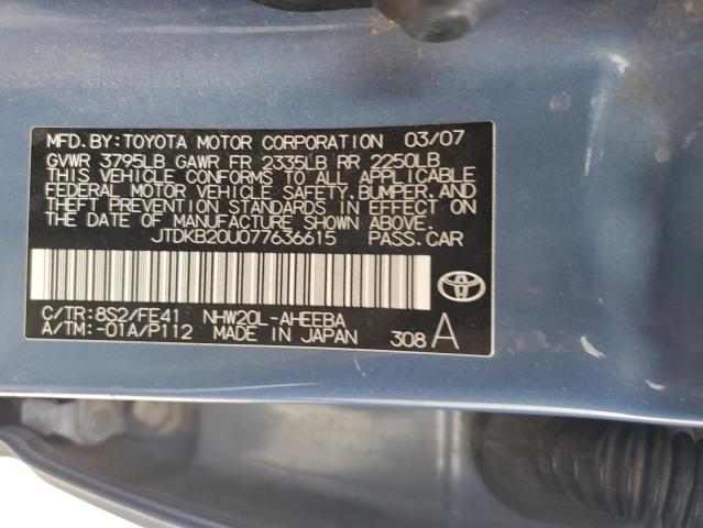JTDKB20U077636615 - 2007 TOYOTA PRIUS BLUE photo 13