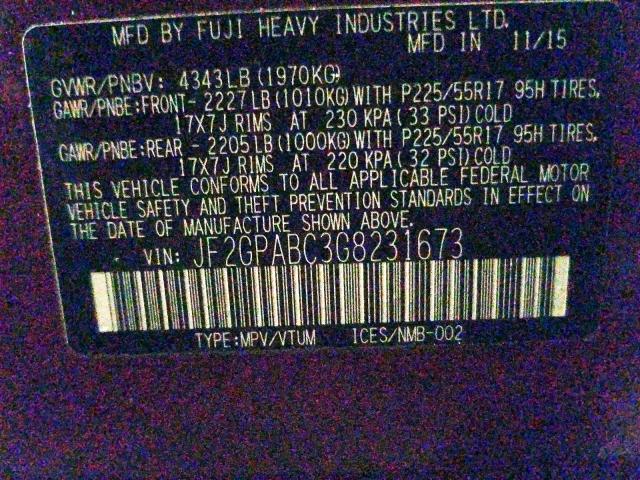 JF2GPABC3G8231673 - 2016 SUBARU CROSSTREK PREMIUM  foto 10