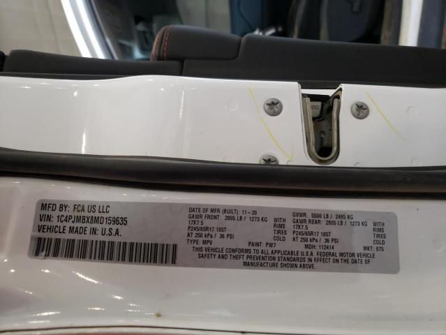 1C4PJMBX8MD159635 - 2021 JEEP CHEROKEE TRAILHAWK WHITE photo 14