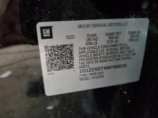 1G1ZD5STXMF068026 - 2021 CHEVROLET MALIBU LT 黑色 照片 12