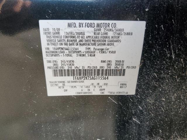 1FAHP2KT5AG115564 - 2010 FORD TAURUS SHO BLACK photo 12