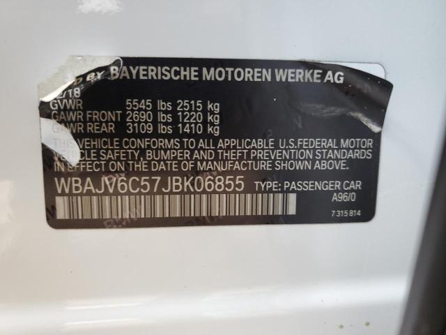 WBAJV6C57JBK06855 - 2018 BMW 640 XIGT WHITE photo 12