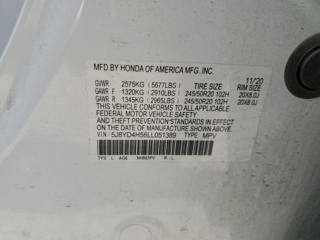 5J8YD4H56LL051389 - 2020 ACURA MDX TECHNOLOGY Ақ фото 14