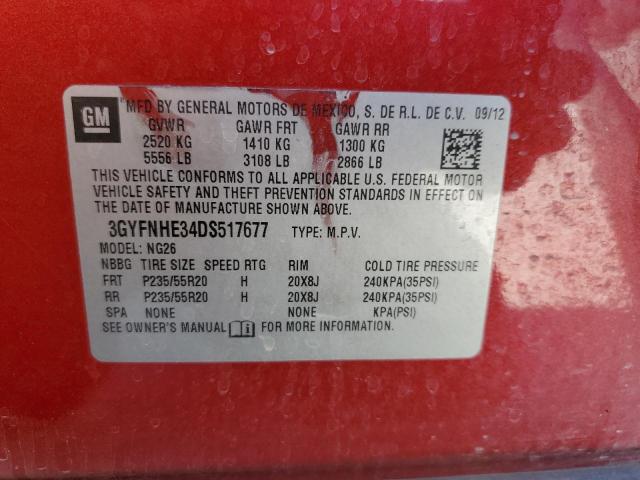 3GYFNHE34DS517677 - 2013 CADILLAC SRX PERFORMANCE COLLECTION RED photo 12