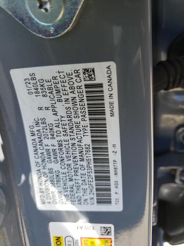 2HGFE2F53PH517682 - 2023 HONDA CIVIC SPORT ნაცრისფერი ფოტო 12