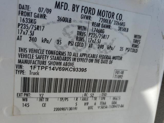 1FTPF14V69KC93395 - 2009 FORD F150 WHITE photo 12