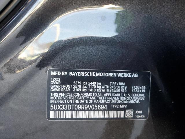 5UX33DT09R9V05694 - 2024 BMW X4 XDRIVE30I GRAY photo 12