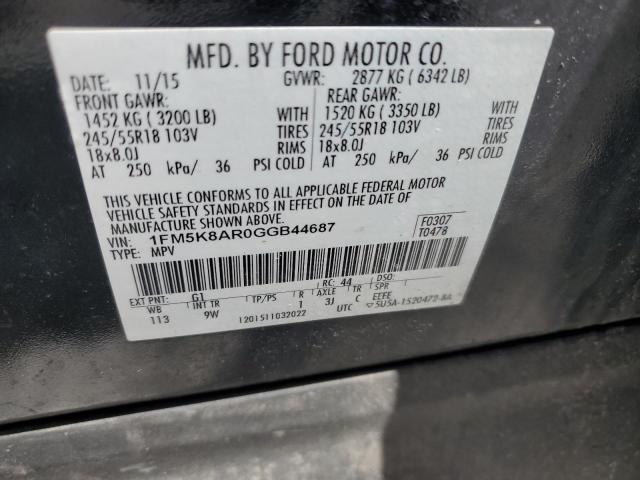 1FM5K8AR0GGB44687 - 2016 FORD EXPLORER POLICE INTERCEPTOR BLACK photo 13